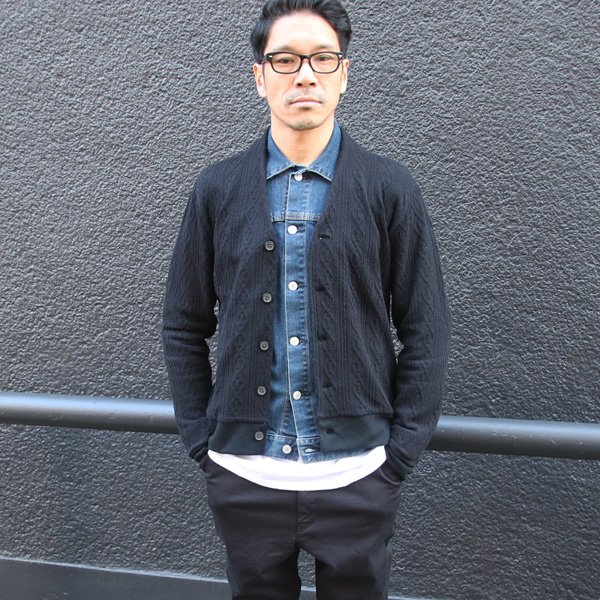 画像3: ケーブル セットインスリーブ モックVネック ニットソー カーディガン【MADE IN JAPAN】『日本製』/ Upscape Audience