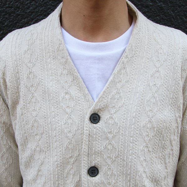 画像12: ケーブル セットインスリーブ モックVネック ニットソー カーディガン【MADE IN JAPAN】『日本製』/ Upscape Audience