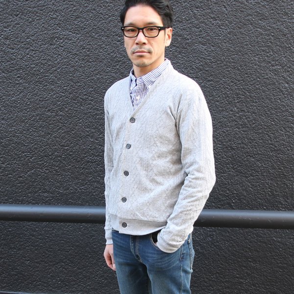 画像5: ケーブル セットインスリーブ モックVネック ニットソー カーディガン【MADE IN JAPAN】『日本製』/ Upscape Audience