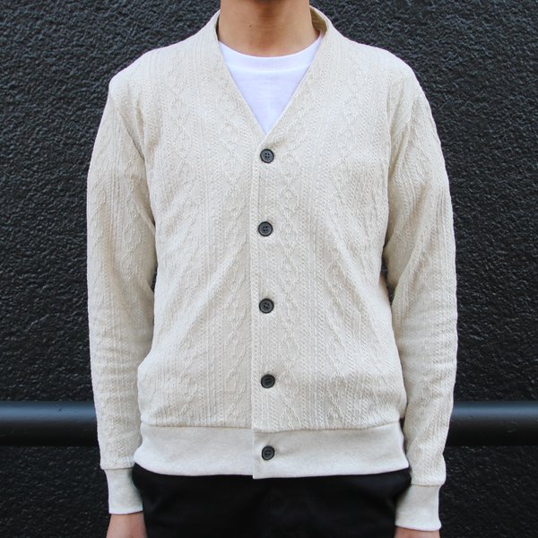 画像7: ケーブル セットインスリーブ モックVネック ニットソー カーディガン【MADE IN JAPAN】『日本製』/ Upscape Audience