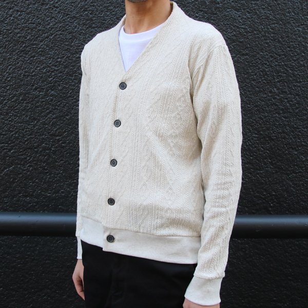 画像8: ケーブル セットインスリーブ モックVネック ニットソー カーディガン【MADE IN JAPAN】『日本製』/ Upscape Audience