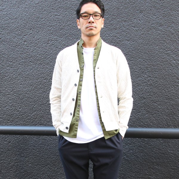 画像4: ケーブル セットインスリーブ モックVネック ニットソー カーディガン【MADE IN JAPAN】『日本製』/ Upscape Audience