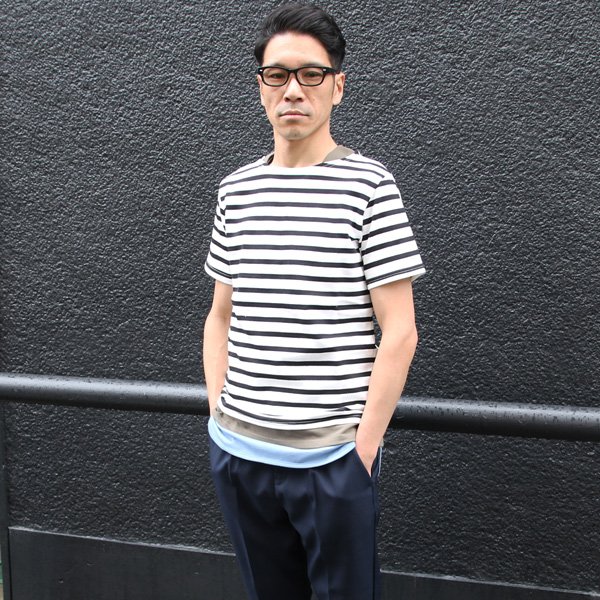 画像17: 【RE PRICE/価格改定】Basque 10オンス ( バスク天竺 )無地＆ボーダーボートネックレイヤード半袖カットソー【MADE IN JAPAN】『日本製』/ Upscape Audience