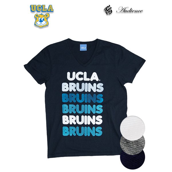 画像11: 【RE PRICE / 価格改定】 UCLA"BRUINS"コットン/三素材混カレッジプリント半袖VネックTシャツ / Audience