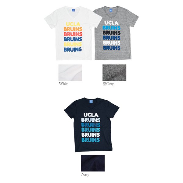 画像8: 【RE PRICE / 価格改定】 UCLA"BRUINS"コットン/三素材混カレッジプリント半袖VネックTシャツ / Audience