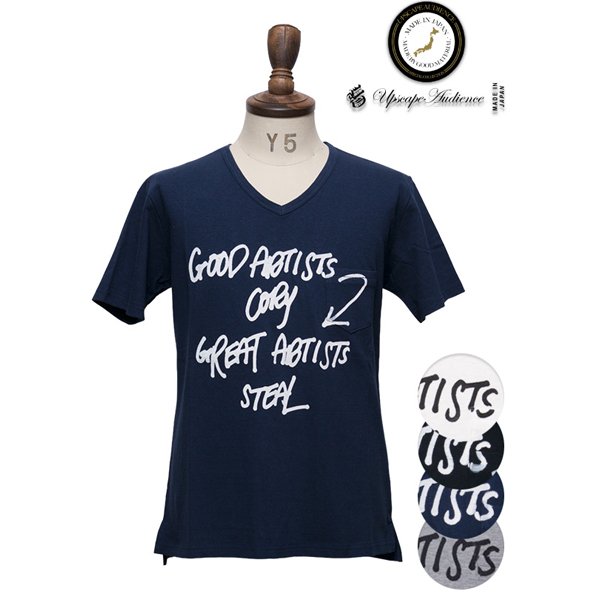 画像15: 【RE PRICE / 価格改定】ラフィー天竺"GOOD ARTISTS..."プリントポケット付きVネックT【MADE IN JAPAN】『日本製』/ Upscape Audience