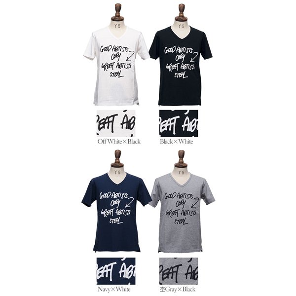 画像12: 【RE PRICE / 価格改定】ラフィー天竺"GOOD ARTISTS..."プリントポケット付きVネックT【MADE IN JAPAN】『日本製』/ Upscape Audience