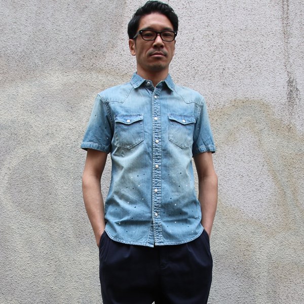 画像12: 【RE PRICE / 価格改定】ヴィンテージウォッシュ半袖デニムウェスタンシャツ / Audience