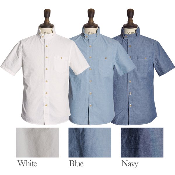 画像18: 【RE PRICE / 価格改定】ダンガリースタンドボタンダウンカラー半袖シャツ / Audience x GUNG HO