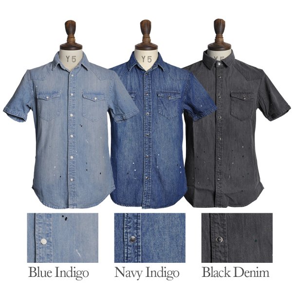 画像15: 【RE PRICE / 価格改定】ヴィンテージウォッシュ半袖デニムウェスタンシャツ / Audience