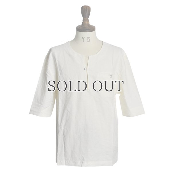 画像4: コンチョボタンノンカラールーズシルエットプルオーバースキッパー5分袖シャツ / Revo × Audience