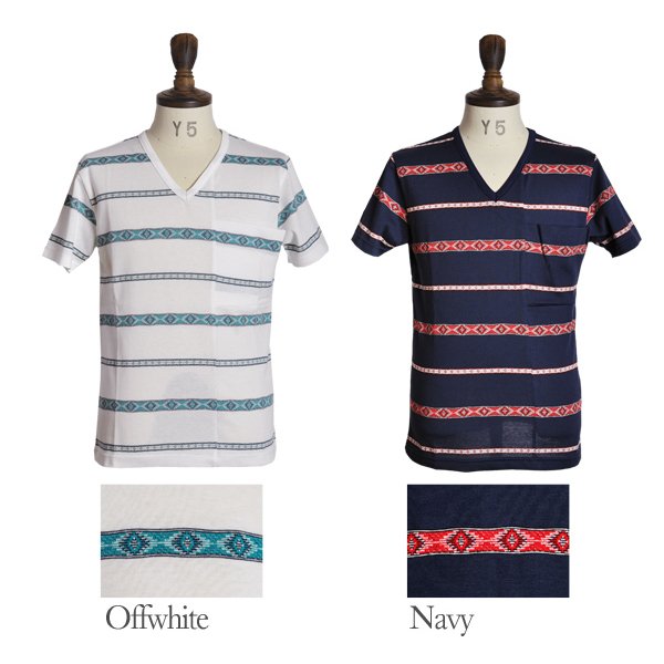 画像8: 【RE PRICE / 価格改定】ネオトライバルジャガードBIGポケットVネックカットソー【MADE IN JAPAN】 / Upscape Audience