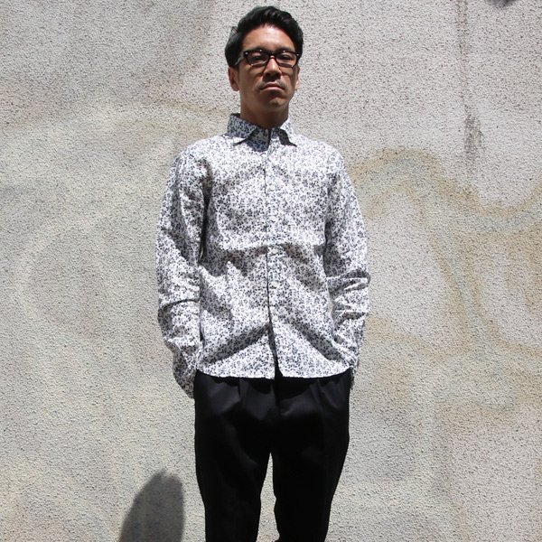 画像11: 【RE PRICE / 価格改定】小花柄リネンワイドスプレッドカラーボタンダウン長袖シャツ 【MADE IN JAPAN】『日本製』/ Upscape Audience