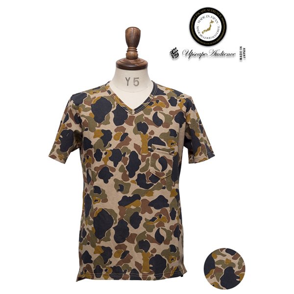 画像11: 【RE PRICE / 価格改定】ダックカモプリント天竺Vネックポケット付き半袖カットソー【MADE IN JAPAN】『日本製』/ Upscape Audience