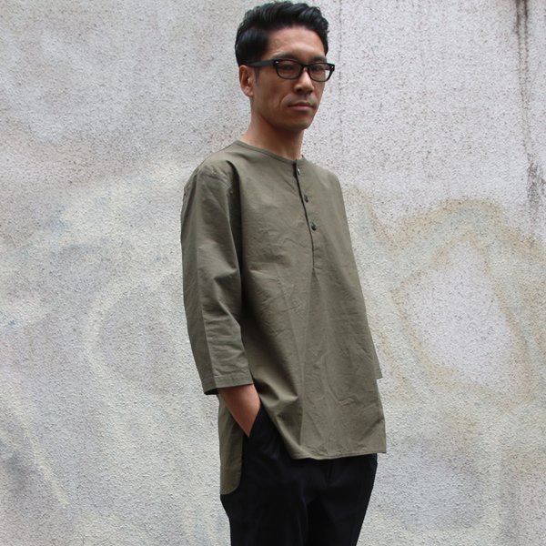 画像9: コットンクロス C/Nヘンリー コンチョ釦 7分袖シャツ【MADE IN JAPAN】『日本製』 / Upscape Audience