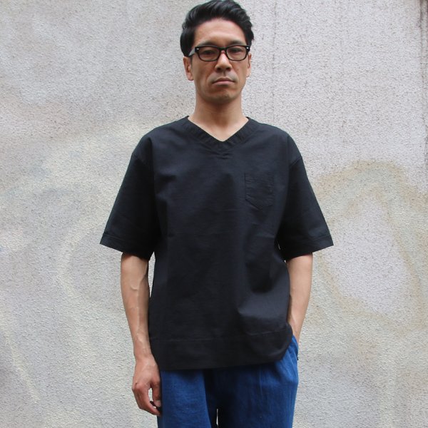 画像10: 【RE PRICE/価格改定】コットンクロス Vネック ポケ付 5分袖シャツ【MADE IN JAPAN】『日本製』 / Upscape Audience