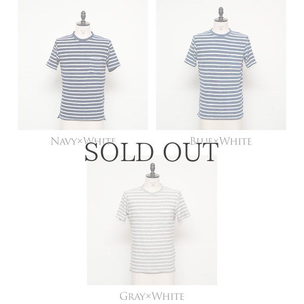 画像5: イズミールコットンパイルボーダークルーネックポケ付半袖スウェット【MADE IN JAPAN】『日本製』/ Upscape Audience