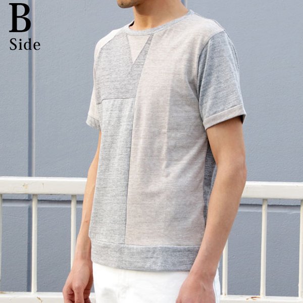 画像11: ガラガラ紡パッチワーククルーネックカットソー【MADE IN JAPAN】『日本製』/ Upscape Audience