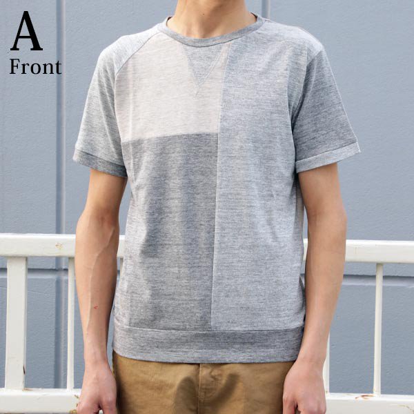 画像7: ガラガラ紡パッチワーククルーネックカットソー【MADE IN JAPAN】『日本製』/ Upscape Audience