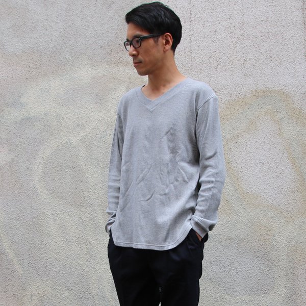 画像8: ランダムワッフル ヘムラウンドVネック L/S ニットソー【MADE IN JAPAN】『日本製』/ Upscape Audience