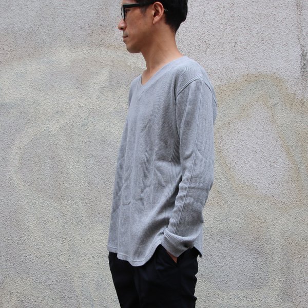 画像9: ランダムワッフル ヘムラウンドVネック L/S ニットソー【MADE IN JAPAN】『日本製』/ Upscape Audience