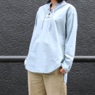 More photos3: 【RE PRICE / 価格改定】コットンギャバジンレースアップバンドカラーL/SシャツTEE【MADE IN JAPAN】『日本製』/ Upscape Audience