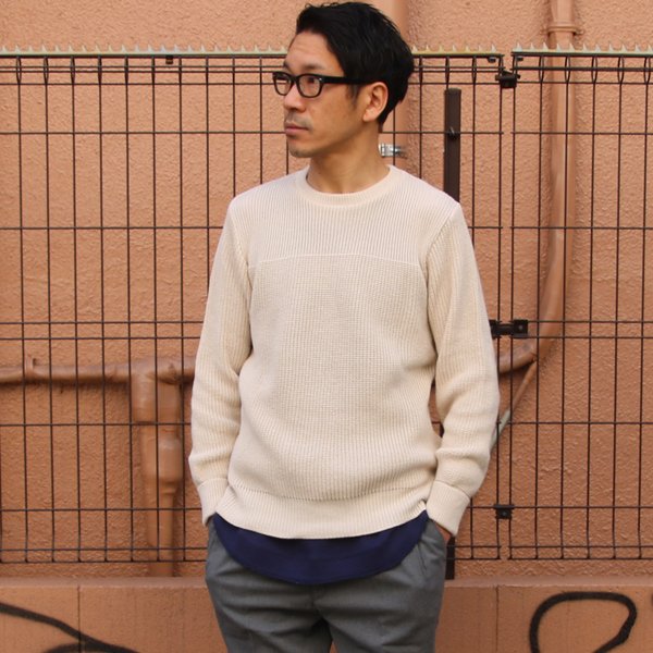 画像7: リブ×アゼ編み C/N コットンニット セーター【MADE IN JAPAN】『日本製』/ Upscape Audience