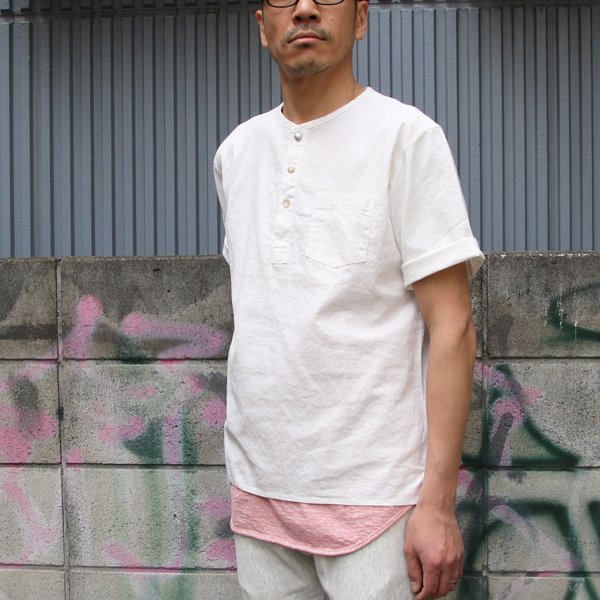 画像12: 綿麻ビンテージソフトキャンバス ヘンリーコンチョ釦 5分袖シャツ【MADE IN JAPAN】『日本製』/ Upscape Audience