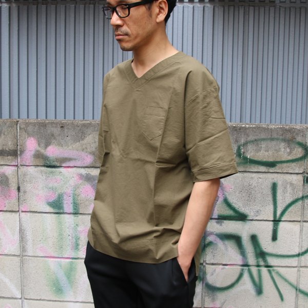 画像7: 【RE PRICE/価格改定】コットンクロス Vネック ポケ付 5分袖シャツ【MADE IN JAPAN】『日本製』 / Upscape Audience