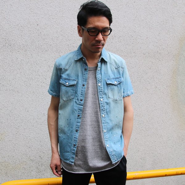 画像11: 【RE PRICE / 価格改定】ヴィンテージウォッシュ半袖デニムウェスタンシャツ / Audience