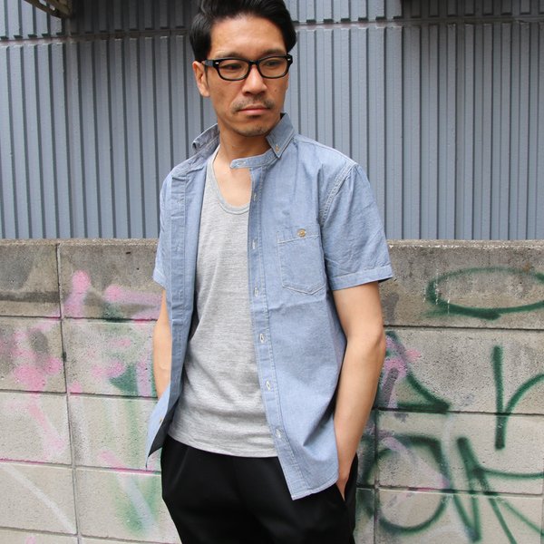 画像16: 【RE PRICE / 価格改定】ダンガリースタンドボタンダウンカラー半袖シャツ / Audience x GUNG HO