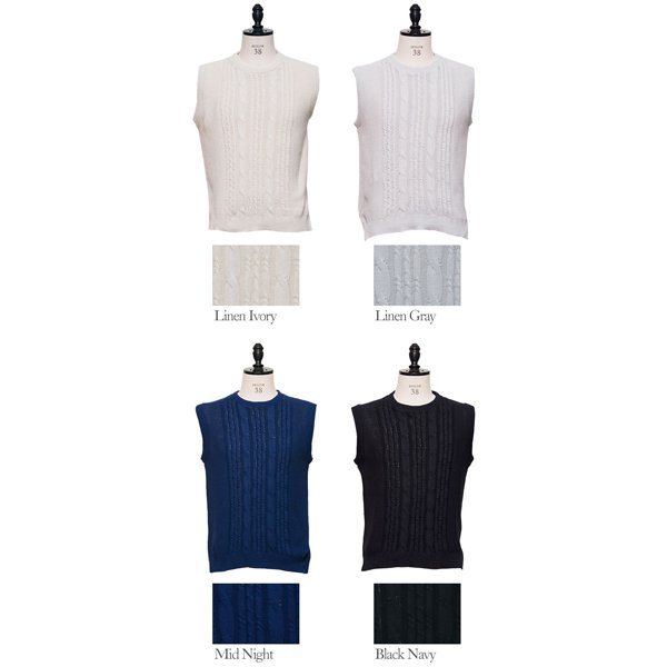 画像13: 【RE PRICE/価格改定】フランスリネンケーブル×鹿の子クルーネックベスト【MADE IN JAPAN】『日本製』/ Upscape Audience