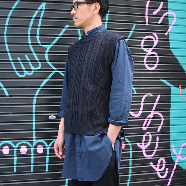画像7: 【RE PRICE/価格改定】フランスリネンケーブル×鹿の子クルーネックベスト【MADE IN JAPAN】『日本製』/ Upscape Audience