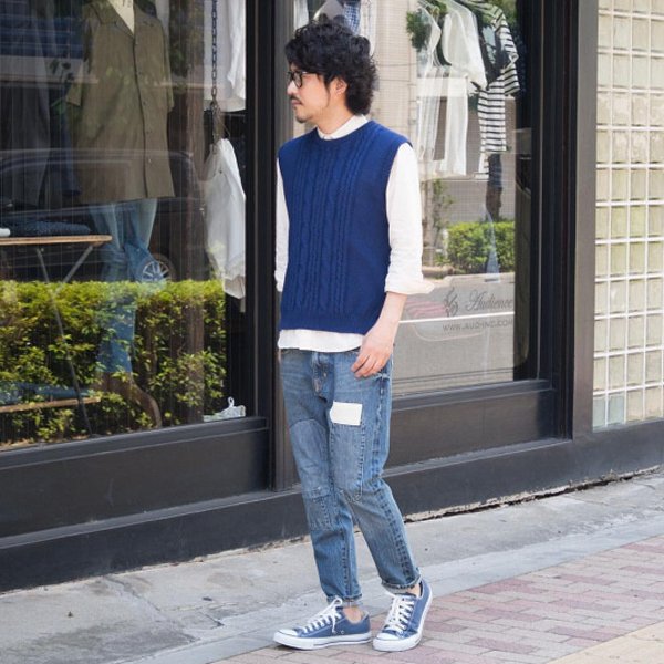 画像10: 【RE PRICE/価格改定】フランスリネンケーブル×鹿の子クルーネックベスト【MADE IN JAPAN】『日本製』/ Upscape Audience