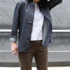 More photos3: 麻混デニムマオカラー９分袖 ライト_Jacket【MADE IN JAPAN】『日本製』/ Upscape Audience