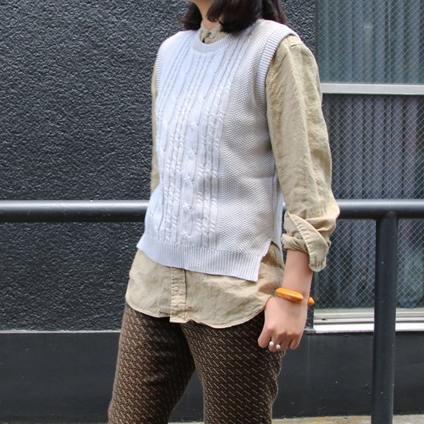 画像3: 【RE PRICE/価格改定】フランスリネンケーブル×鹿の子クルーネックベスト[Lady's] / Upscape Audience