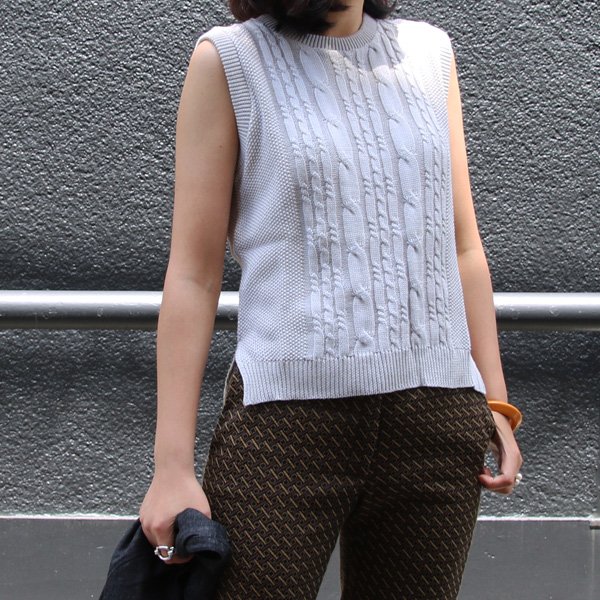 画像4: 【RE PRICE/価格改定】フランスリネンケーブル×鹿の子クルーネックベスト[Lady's] / Upscape Audience