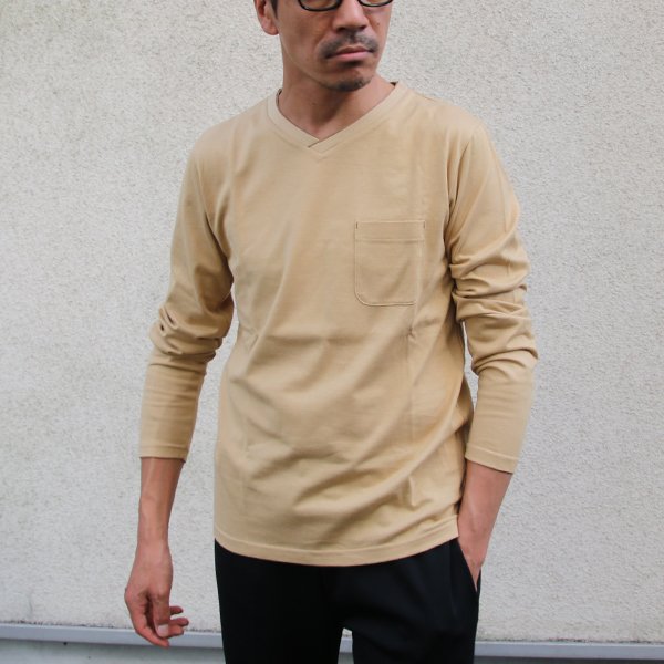 画像6: 【RE PRICE / 価格改定】コーマ天竺 2TONE Vネック ポケ付き L/S Tee【MADE IN JAPAN】『日本製』/ Upscape Audience