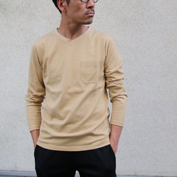 画像5: 【RE PRICE / 価格改定】コーマ天竺 2TONE Vネック ポケ付き L/S Tee【MADE IN JAPAN】『日本製』/ Upscape Audience