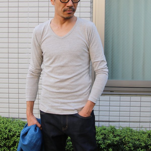 画像6: 【RE PRICE / 価格改定】ガラガラ紡Vネック長袖カットソー【MADE IN JAPAN】『日本製』/ Upscape Audience