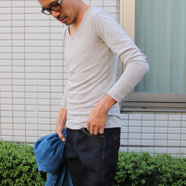 画像7: 【RE PRICE / 価格改定】ガラガラ紡Vネック長袖カットソー【MADE IN JAPAN】『日本製』/ Upscape Audience