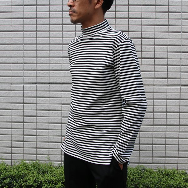 画像12: 【RE PRICE / 価格改定】高密度シルケットボーダーモックネック長袖Tシャツ【MADE IN JAPAN】『日本製』/ Upscape Audience