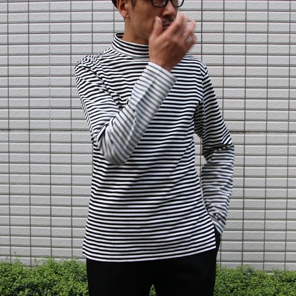 画像11: 【RE PRICE / 価格改定】高密度シルケットボーダーモックネック長袖Tシャツ【MADE IN JAPAN】『日本製』/ Upscape Audience