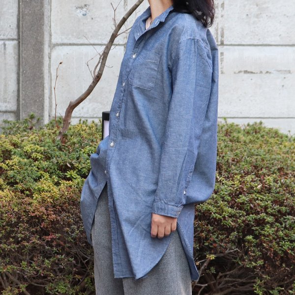 画像5: 【RE PRICE/価格改定】コットンリネンダンガリー ローマシャツコート【MADE IN JAPAN】『日本製』/ Upscape Audience