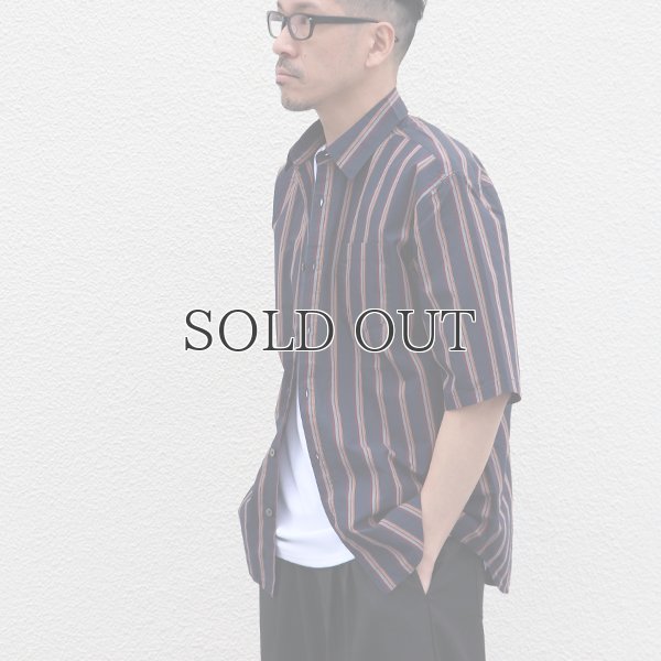 画像9: タイプライターレジメンタルストライプ ルーズフィット  裏前立て レギュラーカラー ハーフスリーブシャツ 【MADE IN JAPAN】『日本製』/ Upscape Audience