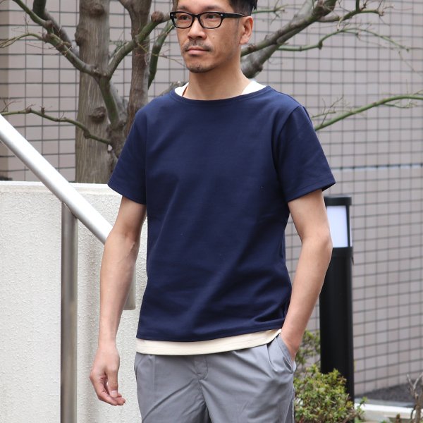 画像12: 【RE PRICE/価格改定】Basque 10オンス ( バスク天竺 )無地＆ボーダーボートネックレイヤード半袖カットソー【MADE IN JAPAN】『日本製』/ Upscape Audience