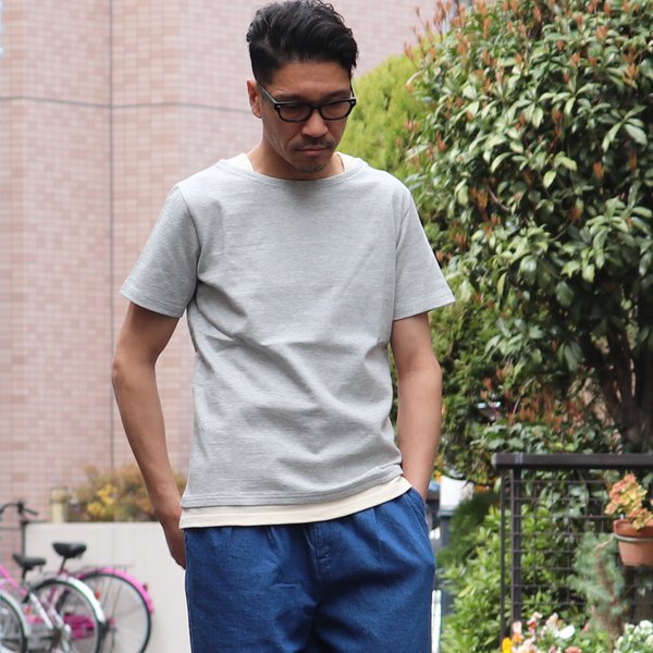 画像13: 【RE PRICE/価格改定】Basque 10オンス ( バスク天竺 )無地＆ボーダーボートネックレイヤード半袖カットソー【MADE IN JAPAN】『日本製』/ Upscape Audience