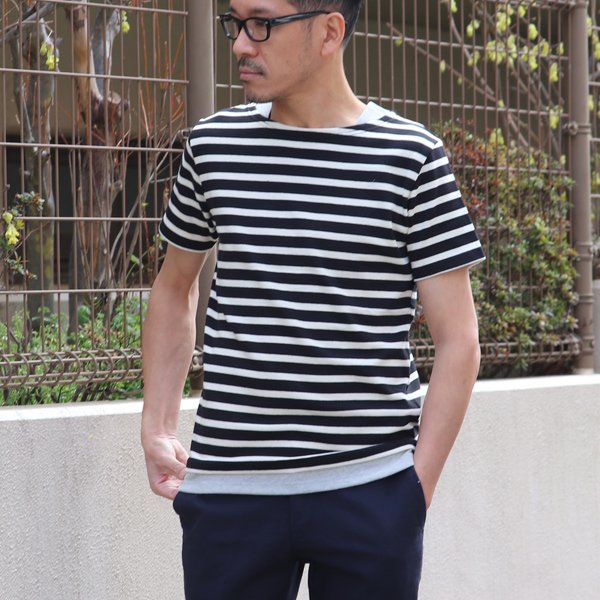 画像11: 【RE PRICE/価格改定】Basque 10オンス ( バスク天竺 )無地＆ボーダーボートネックレイヤード半袖カットソー【MADE IN JAPAN】『日本製』/ Upscape Audience