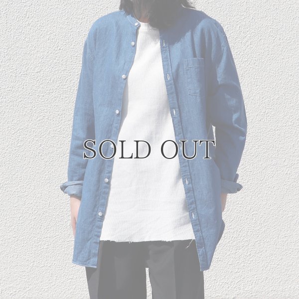 画像3: 麻混デニムオーバーサイズバンドカラーL/Sシャツ【MADE IN JAPAN】『日本製』 / Upscape Audience