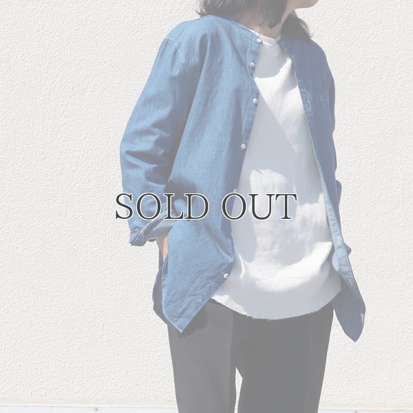 画像8: 麻混デニムオーバーサイズバンドカラーL/Sシャツ【MADE IN JAPAN】『日本製』 / Upscape Audience